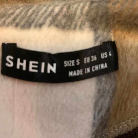 Shein Flannel Shacket so soft comfy beautiful plaid brown tan Sm - Picture 2 of 3